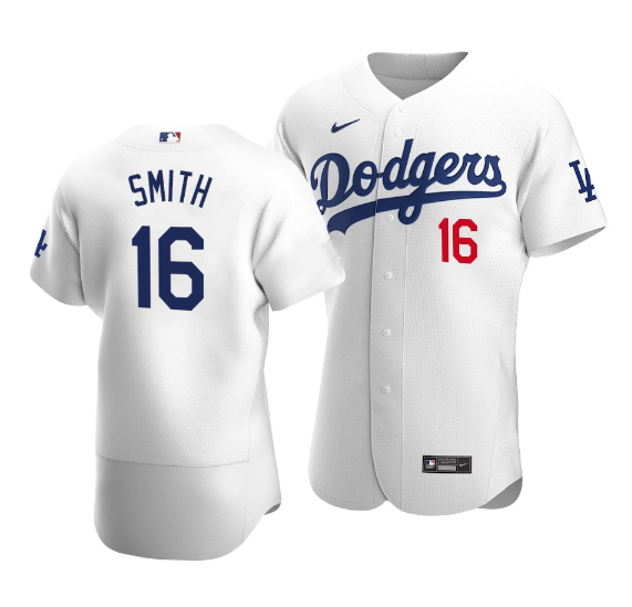 Men's Los Angeles Dodgers #16 Will Smith White Flex Base Sttiched Jersey Men's Los Angeles Dodgers #16 Will Smith White Flex Base Sttiched Jersey